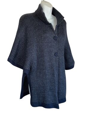 ALPACA INTERNACIONAL sweater, women's M, Blue tweed cardigan, super soft! EUC